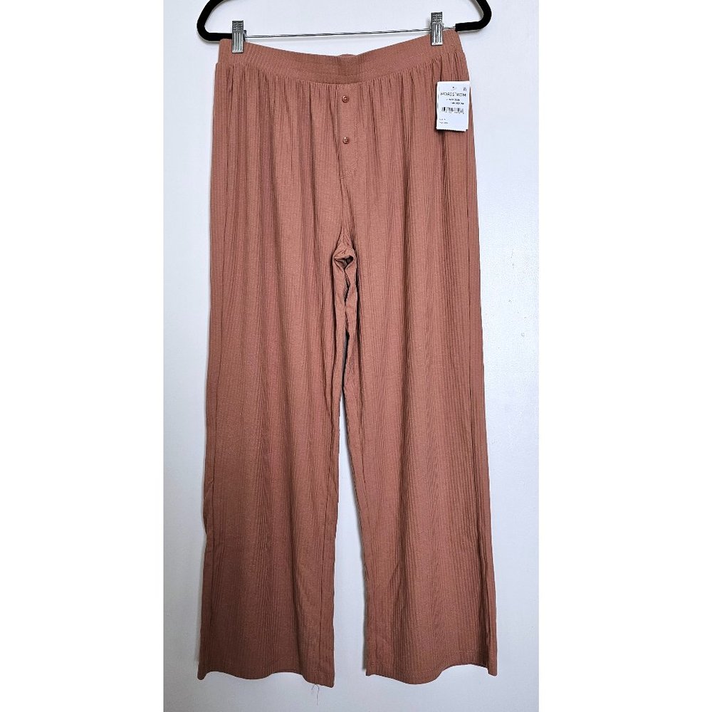 NWT! Open Edit by Nordstrom Ribbed Knit Organic Cotton Wide Leg Casual Pants M
